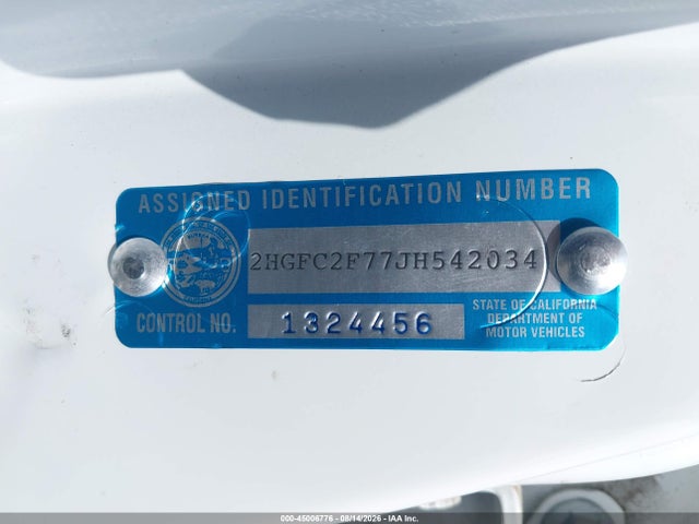 Honda CIVIC EX 2018 2HGFC2F77JH542034 Image 9