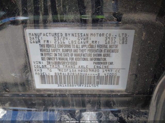 3N1AB8BV9RY316959 Nissan Sentra S Xtronic Cvt