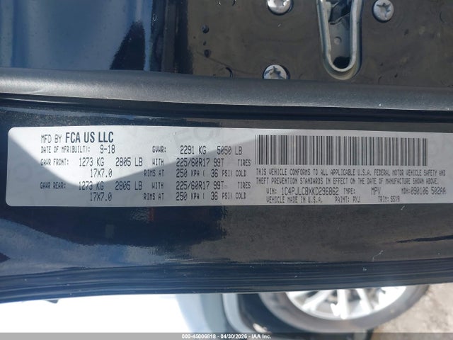 2019 Jeep Cherokee Latitude Fwd მანქანა იყიდება აუქციონზე, vin: 1C4PJLCBXKD296862, აუქციონის ნომერი: 45006818