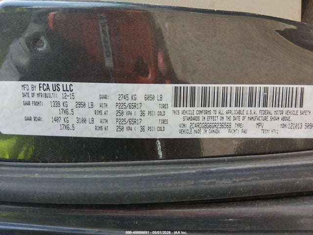 Продажа на аукционе авто 2016 Dodge Grand Caravan American Value Pkg, vin: 2C4RDGBG6GR236568, номер лота: 45006891