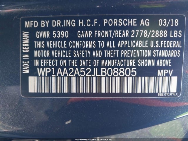 Porsche Macan 2018 WP1AA2A52JLB08805 Image 9