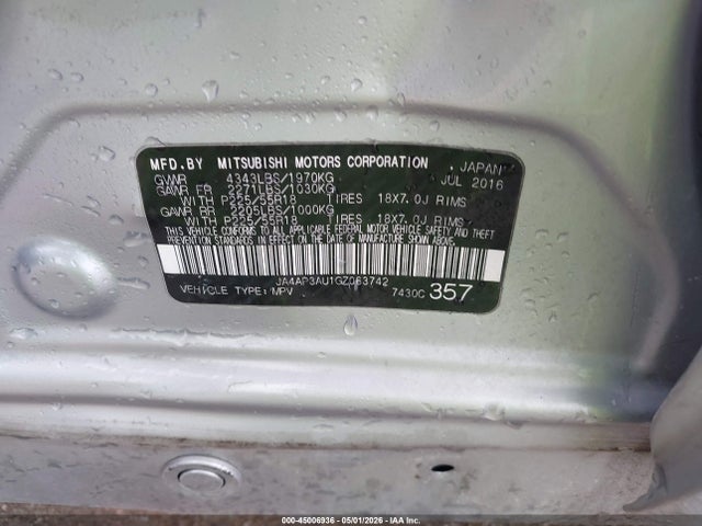 Aukcja sprzedaży 2016 Mitsubishi Outlander Sport 2.0 Es, vin: JA4AP3AU1GZ063742, numer aukcji: 45006936