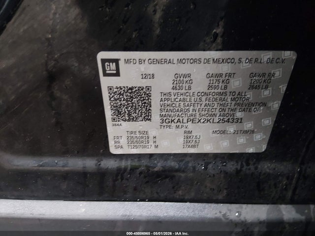 Продажа на аукционе авто 2019 Gmc Terrain Slt, vin: 3GKALPEX2KL254331, номер лота: 45006965