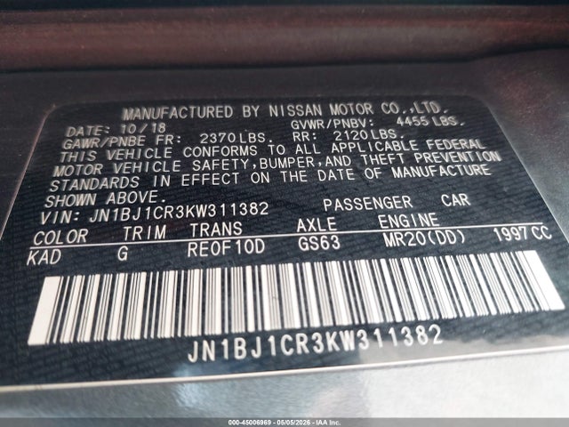 JN1BJ1CR3KW311382 Nissan Rogue Sport Sv