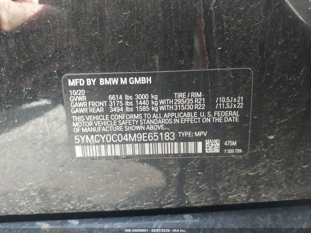 45006981 :رقم المزاد ، 5YMCY0C04M9E65183 vin ، 2021 Bmw X6 M مزاد بيع
