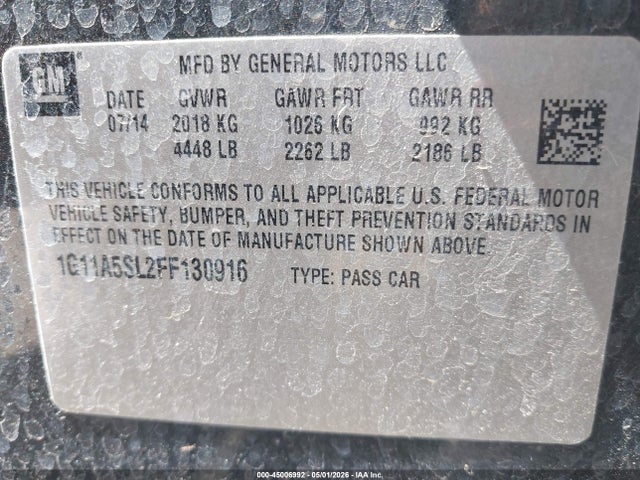 1G11A5SL2FF130916 Chevrolet Malibu 1fl