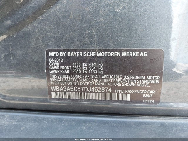 Продажа на аукционе авто 2013 Bmw 328i, vin: WBA3A5C57DJ462874, номер лота: 45007012