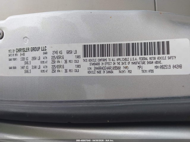 Продаж на аукціоні авто 2010 Chrysler Town & Country Lx, vin: 2A4RR4DE4AR109900, номер лоту: 45007048