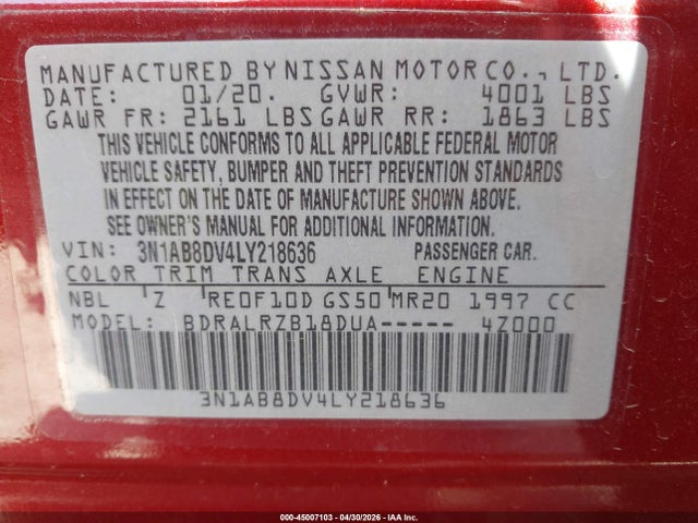 Nissan Sentra Sr Xtronic Cvt 2020 3N1AB8DV4LY218636 Image 9