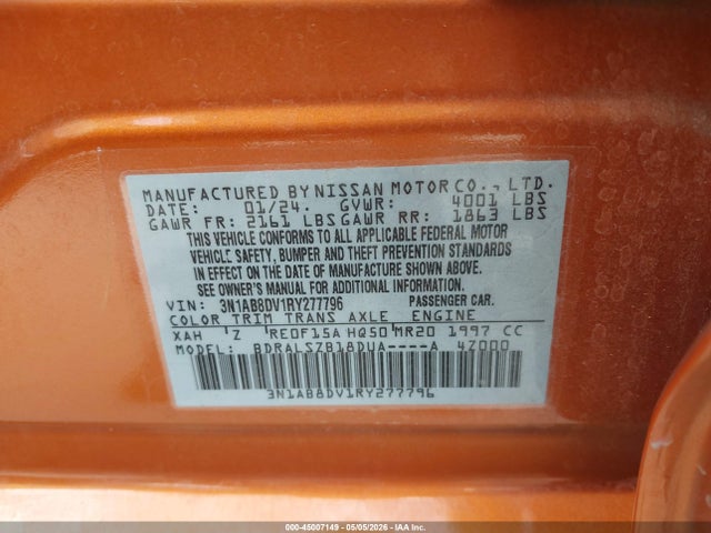 Aukcja sprzedaży 2024 Nissan Sentra Sr Xtronic Cvt, vin: 3N1AB8DV1RY277796, numer aukcji: 45007149