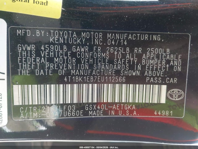 Toyota Avalon Xle Premium 2014 4T1BK1EB7EU112566 Image 9