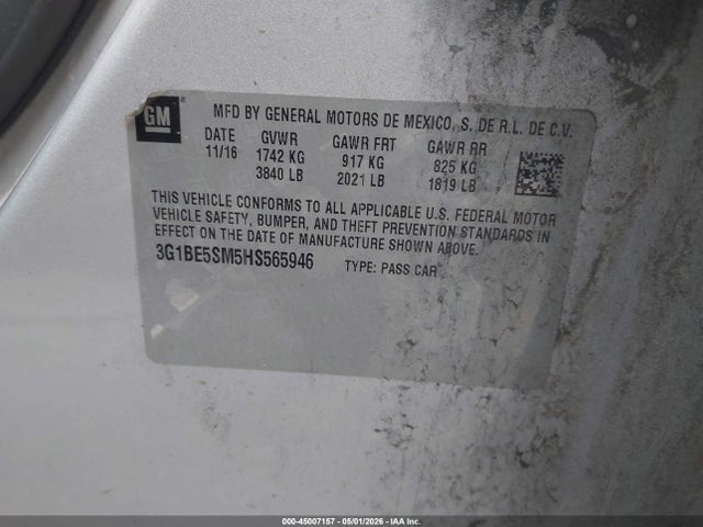 3G1BE5SM5HS565946 Chevrolet Cruze Lt Auto