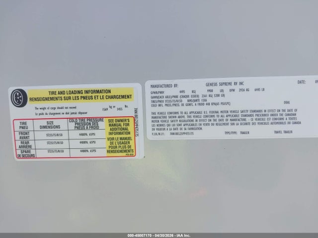 Продажа на аукционе авто 2023 Genesis Supreme, vin: 7HN1BEL25PP475175, номер лота: 45007170