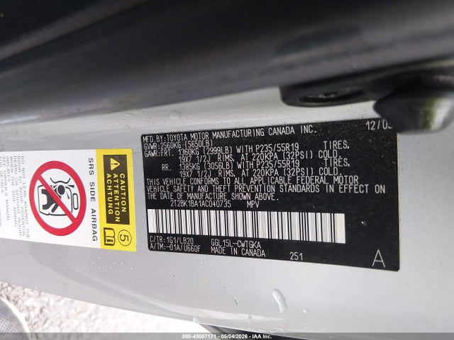Продажа на аукционе авто 2010 Lexus Rx 350, vin: 2T2BK1BA1AC040735, номер лота: 45007171