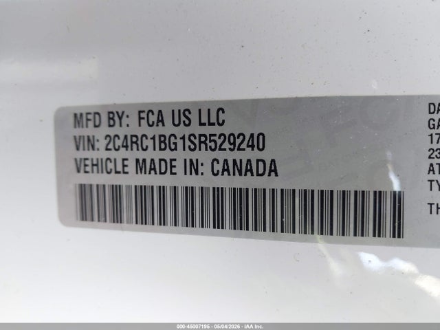 2025 Chrysler Pacifica Select მანქანა იყიდება აუქციონზე, vin: 2C4RC1BG1SR529240, აუქციონის ნომერი: 45007195