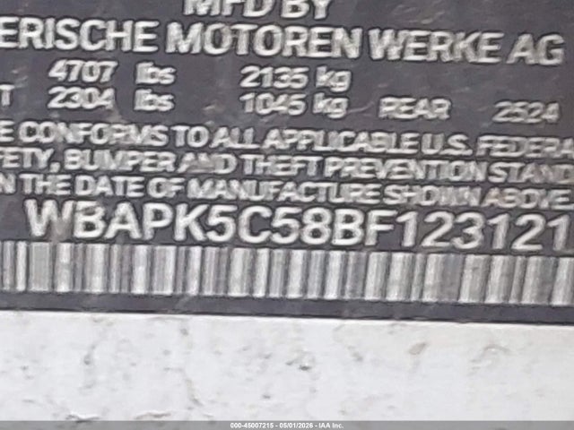 2011 Bmw 328i Xdrive მანქანა იყიდება აუქციონზე, vin: WBAPK5C58BF123121, აუქციონის ნომერი: 45007215