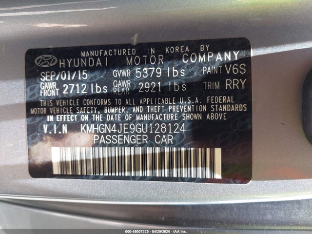 KMHGN4JE9GU128124 Hyundai Genesis 3.8