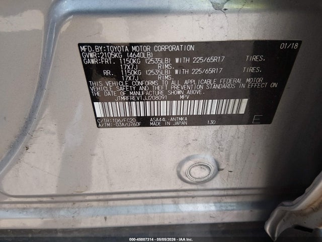 Aukcja sprzedaży 2018 Toyota Rav4 Xle, vin: JTMRFREV1JJ208091, numer aukcji: 45007314