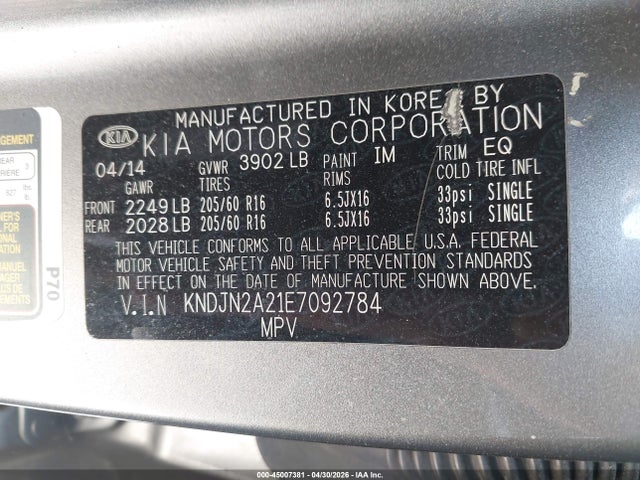KIA Soul 2014 KNDJN2A21E7092784 Image 9