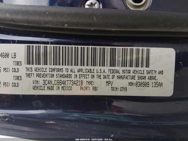 2019 Jeep Compass Latitude 4x4 მანქანა იყიდება აუქციონზე, vin: 3C4NJDBB4KT734218, აუქციონის ნომერი: 45007419