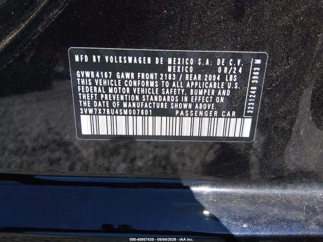 Продаж на аукціоні авто 2025 Volkswagen Jetta 1.5t Se, vin: 3VW7X7BU4SM007601, номер лоту: 45007435