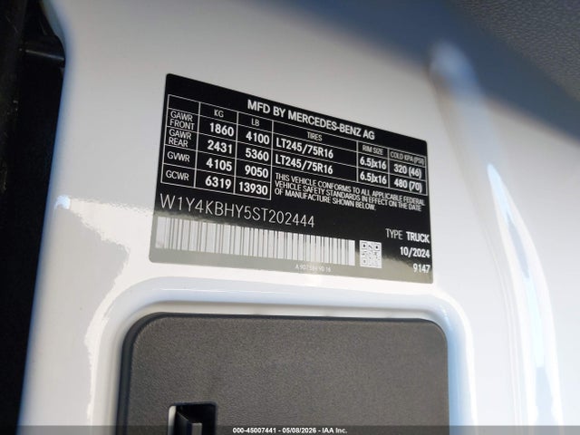 2025 Mercedes-benz Sprinter 2500 Standard Roof 4-cyl Diesel მანქანა იყიდება აუქციონზე, vin: W1Y4KBHY5ST202444, აუქციონის ნომერი: 45007441