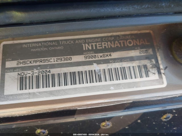Продажа на аукционе авто 2005 International 9900 9900ix, vin: 2HSCKAPR95C129380, номер лота: 45007455