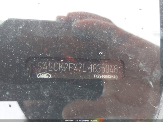 2020 Land Rover Discovery Sport Standard მანქანა იყიდება აუქციონზე, vin: SALCK2FX7LH835048, აუქციონის ნომერი: 45007460