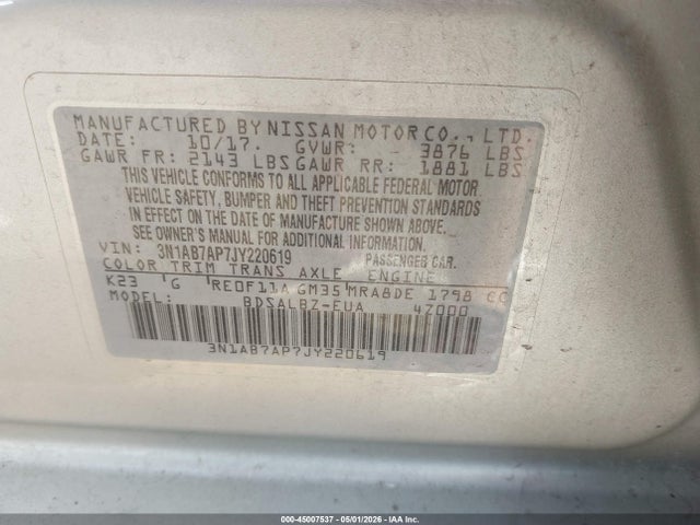3N1AB7AP7JY220619 Nissan SENTRA S