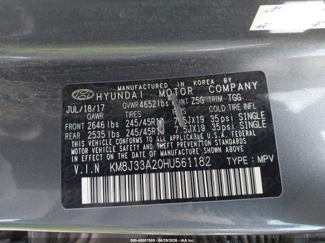 KM8J33A20HU561182 Hyundai Tucson Value