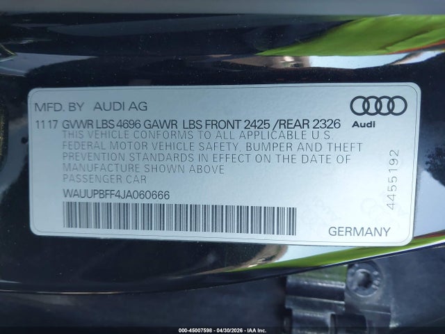 Продаж на аукціоні авто 2018 Audi A3 E-tron 1.4t Premium/1.4t Tech Premium, vin: WAUUPBFF4JA060666, номер лоту: 45007598
