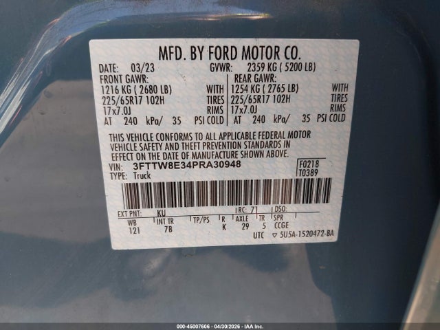 Ford Maverick Lariat/xl/xlt 2023 3FTTW8E34PRA30948 Image 9