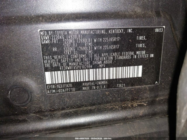 Продаж на аукціоні авто 2023 Toyota Rav4 Hybrid Xle, vin: 4T3RWRFV5PU102994, номер лоту: 45007635
