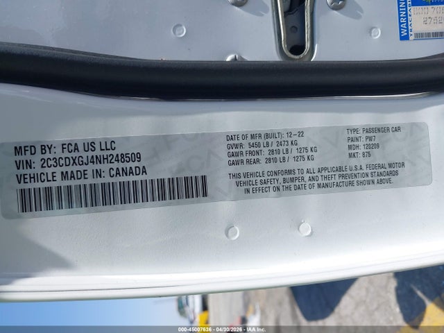 Aukcja sprzedaży 2022 Dodge Charger Scat Pack, vin: 2C3CDXGJ4NH248509, numer aukcji: 45007636