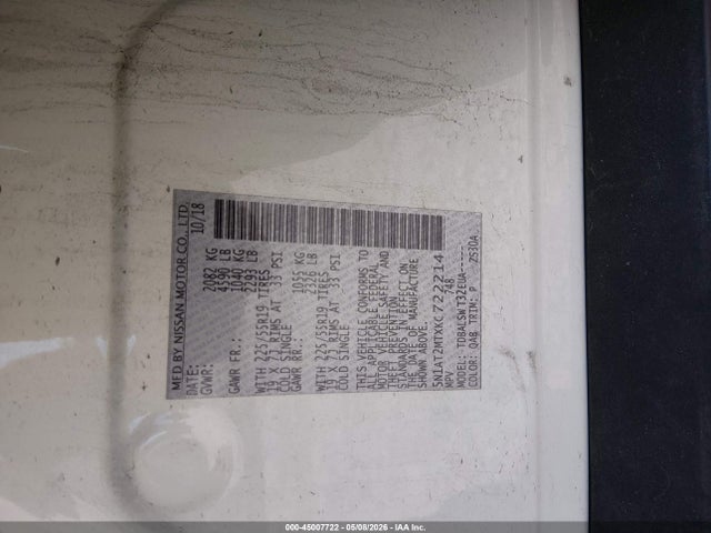 Aukcja sprzedaży 2019 Nissan Rogue Sl, vin: 5N1AT2MTXKC722214, numer aukcji: 45007722