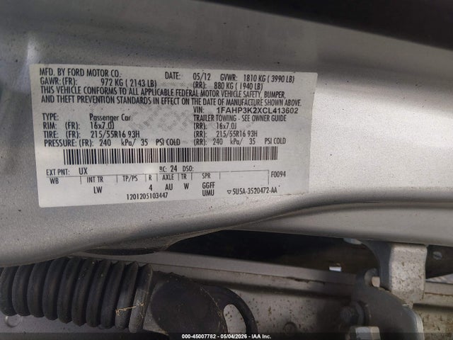 Продаж на аукціоні авто 2012 Ford Focus Se, vin: 1FAHP3K2XCL413602, номер лоту: 45007782