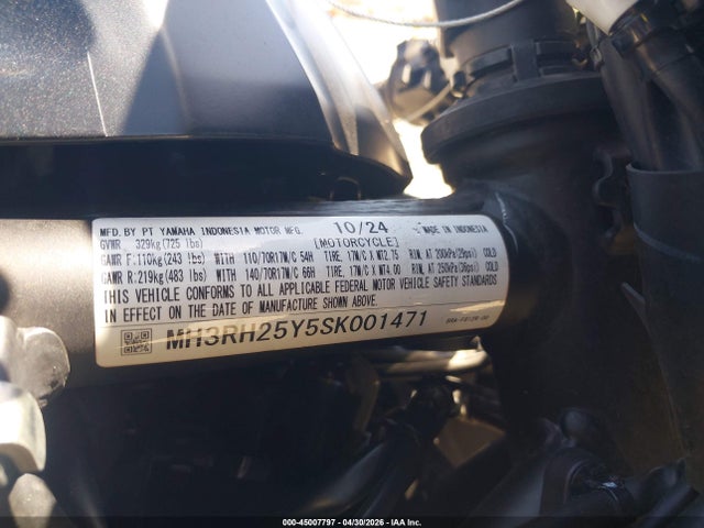 Aukcja sprzedaży 2025 Yamaha Yfz320 Ac, vin: MH3RH25Y5SK001471, numer aukcji: 45007797