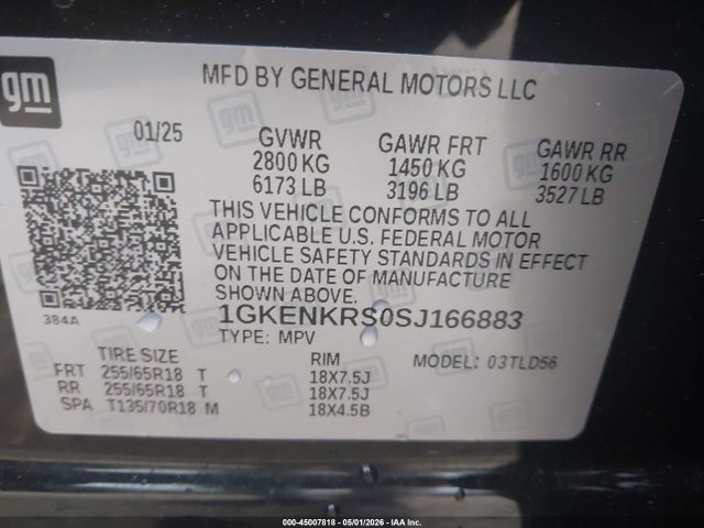 Продаж на аукціоні авто 2025 Gmc Acadia Fwd Elevation, vin: 1GKENKRS0SJ166883, номер лоту: 45007818