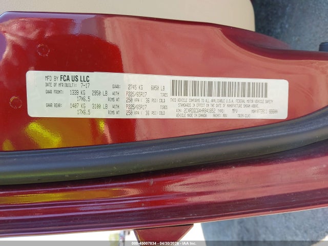 Продажа на аукционе авто 2017 Dodge Grand Caravan Sxt, vin: 2C4RDGCG4HR841852, номер лота: 45007834