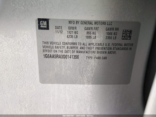 Продажа на аукционе авто 2013 Cadillac Ats Standard, vin: 1G6AA5RA3D0141356, номер лота: 45007867