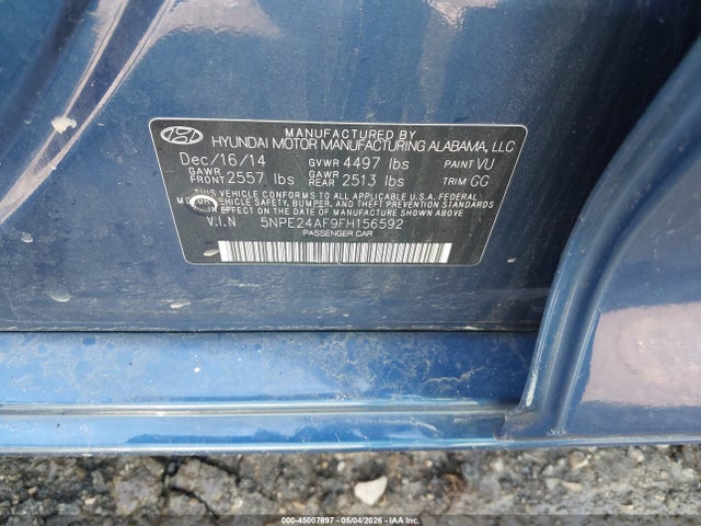 Aukcja sprzedaży 2015 Hyundai Sonata Se, vin: 5NPE24AF9FH156592, numer aukcji: 45007897