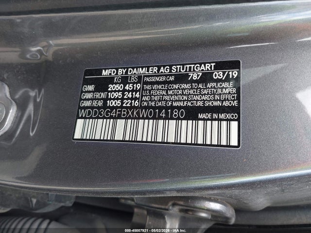 WDD3G4FBXKW014180 Mercedes-Benz A 220 4matic