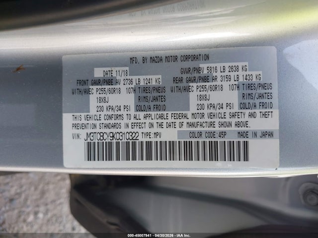 Mazda Cx-9 Touring 2019 JM3TCBCY9K0310322 Image 9