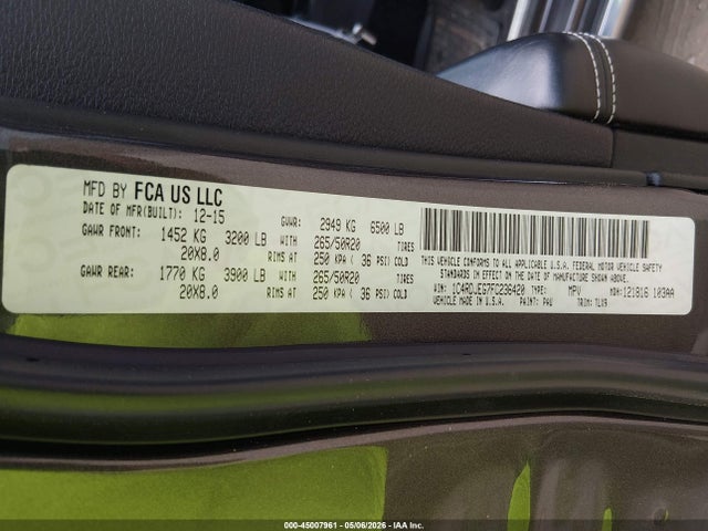 Продажа на аукционе авто 2015 Dodge Durango Citadel, vin: 1C4RDJEG7FC236420, номер лота: 45007961