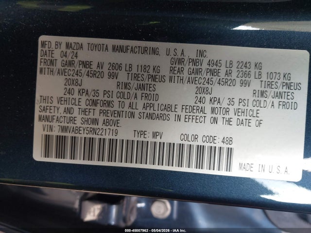 Aukcja sprzedaży 2024 Mazda Cx-50 2.5 Turbo Premium Plus, vin: 7MMVABEY5RN221719, numer aukcji: 45007962
