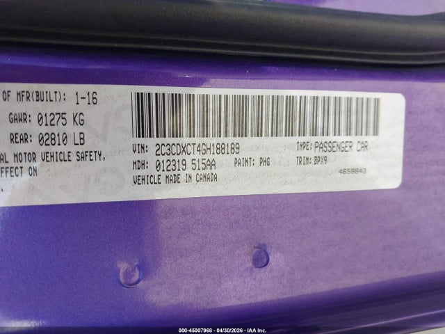 Aukcja sprzedaży 2016 Dodge Charger R/t, vin: 2C3CDXCT4GH188189, numer aukcji: 45007968