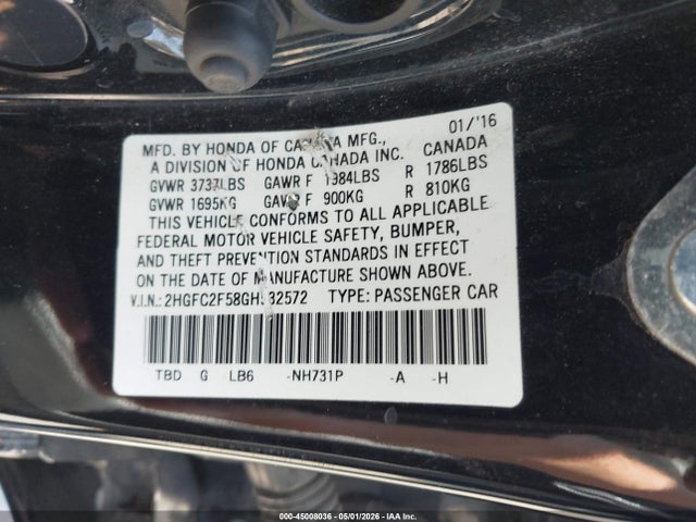 Honda Civic Lx 2016 2HGFC2F58GH532572 Image 9