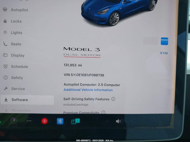 2018 Tesla Model 3 Long Range/performance მანქანა იყიდება აუქციონზე, vin: 5YJ3E1EB1JF099736, აუქციონის ნომერი: 45008072