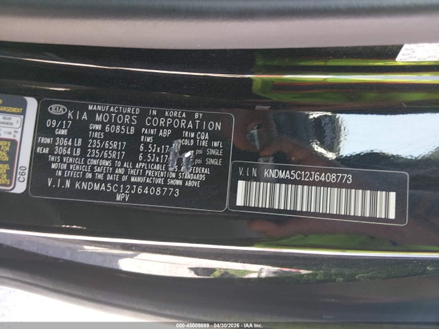Aukcja sprzedaży 2018 Kia Sedona L, vin: KNDMA5C12J6408773, numer aukcji: 45008089