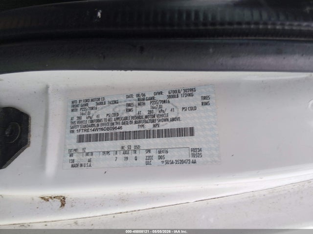 45008121 :رقم المزاد ، 1FTRE14W16DB09646 vin ، 2006 Ford E-150 Commercial/recreational مزاد بيع